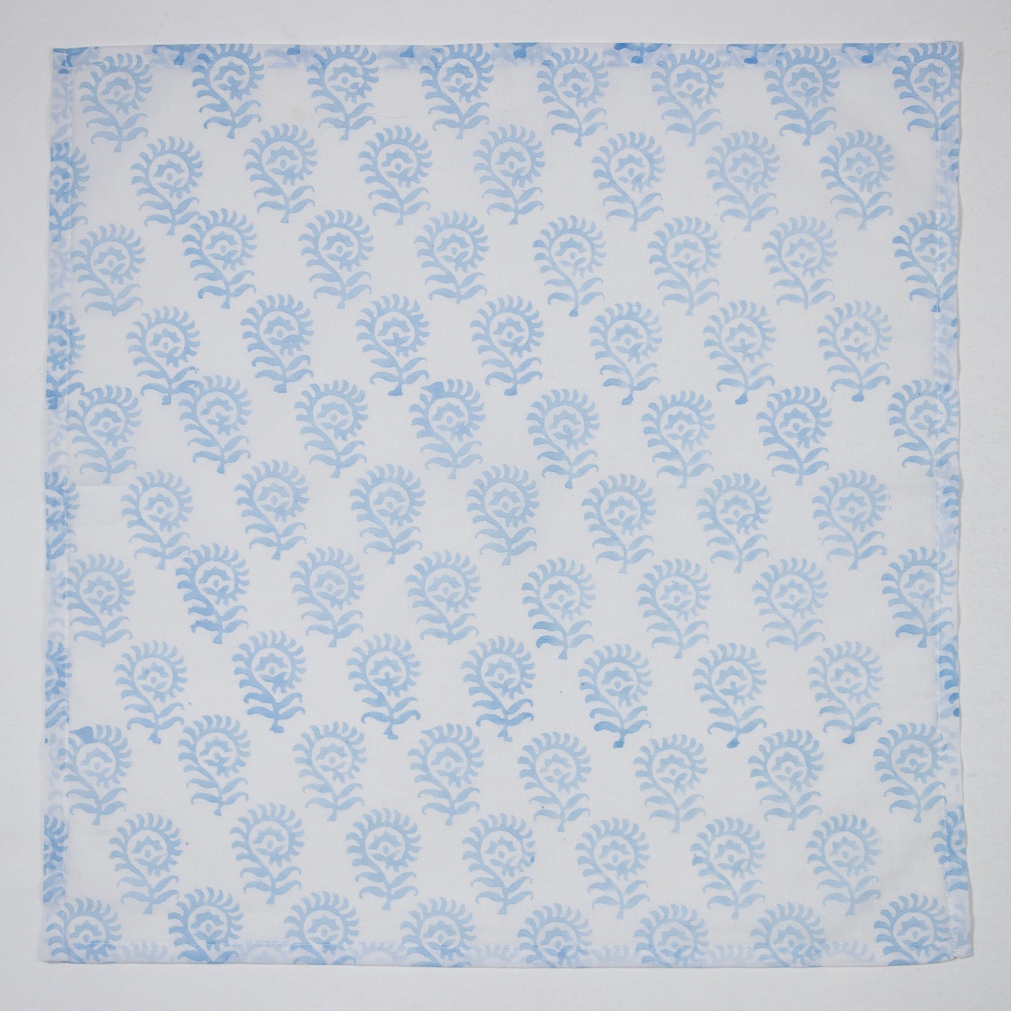 Sky Blue Flower Print Cotton Eco Friendly Table Napkins